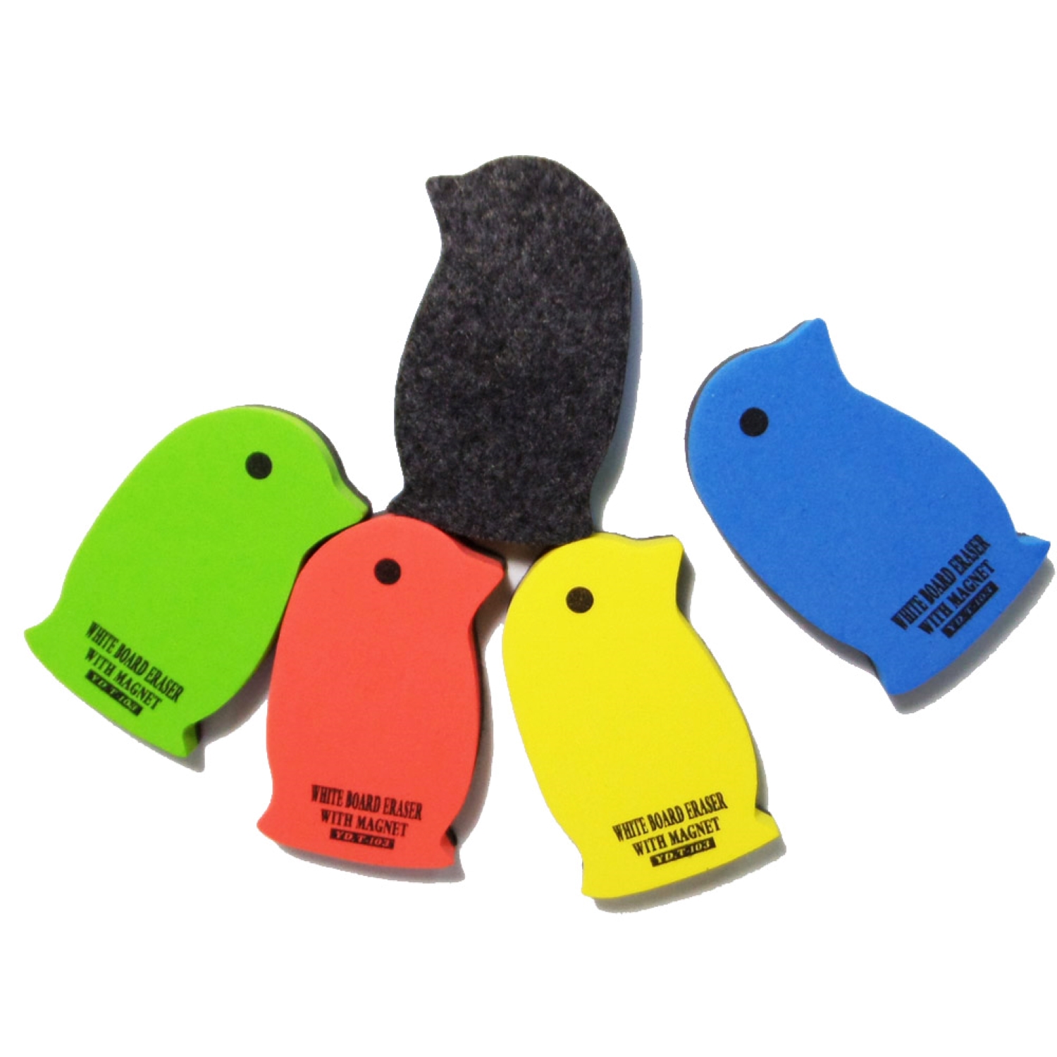 Wholesale cheap custom logo penguin design customized dry board erase EVA magnetic felt whiteboard eraser for kids